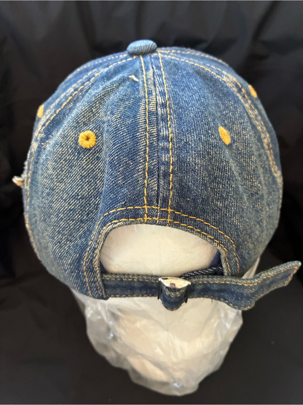 250th Anniversary Distressed Denim Cap with American Flag Patch - Blue - Picture 4 of 6